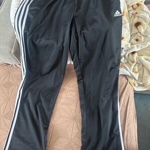 Adidas adult Black Joggers with White Stripes